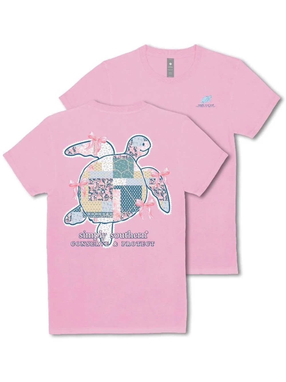 Simply Southern Track a Sea Turtle Pink Tee Women’s 2XL Coquette Quilt Patchwork